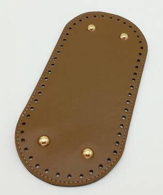 Angel Çanta Aksesuar Suni Deri Vizon Renk 25X12 cm Oval Çanta Tabanı (Light Gold Aparatlı) - 1