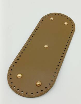 Angel Çanta Aksesuar Suni Deri Vizon Renk 30X12 cm Oval Çanta Tabanı (Light Gold Aparatlı) - 1