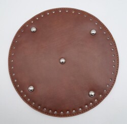 Angel Çanta Aksesuar Taba Suni Deri 22 cm Yuvarlak Çanta Tabanı Gümüş Metalli - Angel Çanta Aksesuar