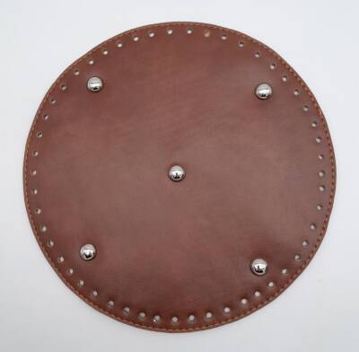 Angel Çanta Aksesuar Taba Suni Deri 22 cm Yuvarlak Çanta Tabanı Gümüş Metalli - 1