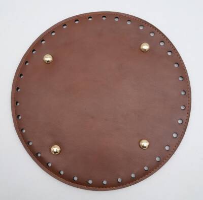 Angel Çanta Aksesuar Taba Suni Deri 22 cm Yuvarlak Çanta Tabanı Light Gold Metalli - 1