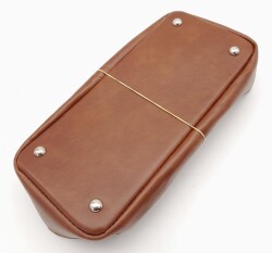 Angel Çanta Aksesuar Taba Suni Deri 28x13 cm Yüksek Çanta Tabanı Gümüş Metalli - 3