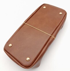 Angel Çanta Aksesuar Taba Suni Deri 28x13 cm Yüksek Çanta Tabanı Light Gold Metalli - 3