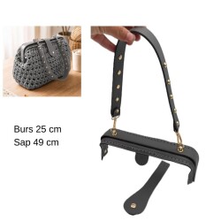 Angel Çanta Aksesuar 25 Cm Lüks Model Çanta Seti Gri Light Gold Metalli - Angel Çanta Aksesuar