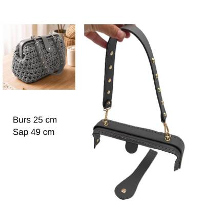 Angel Çanta Aksesuar 25 Cm Lüks Model Çanta Seti Gri Light Gold Metalli - 1