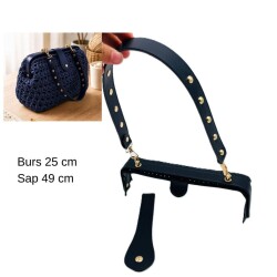Angel Çanta Aksesuar 25 Cm Lüks Model Çanta Seti Lacivert Light Gold Metalli - Angel Çanta Aksesuar
