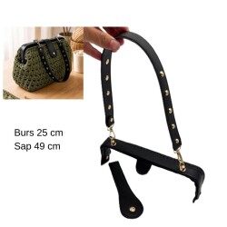 Angel Çanta Aksesuar 25 Cm Lüks Model Çanta Seti Siyah Light Gold Metalli - Angel Çanta Aksesuar