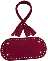 Angel Çanta Aksesuar 25x12 Cm Suni Deri Nubuk Bordo Renk Taban Ve Pelikan Model Çanta Sapı Seti Gümüş Metalli - Angel Çanta Aksesuar