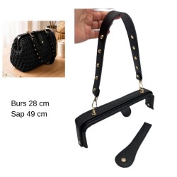 Angel Çanta Aksesuar 28 Cm Lüks Model Çanta Seti Siyah Light Gold Metalli - Angel Çanta Aksesuar