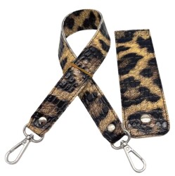 Angel Çanta Aksesuar Leopar 42 cm Çanta Sapı ve Kapak Seti Gümüş Renk Metalli - Angel Çanta Aksesuar