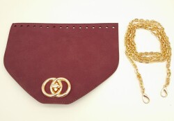 Angel Çanta Aksesuar Bordo Renk Nubuk Süet 22.5x17 cm Kapaklı 120 cm Zincirli Çanta Seti - Angel Çanta Aksesuar