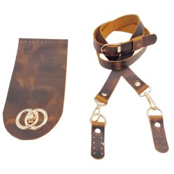 Angel Çanta Aksesuar Crazy Oil Hardal Sarı Gerçek Deri Dual Model Çanta Seti Light Gold Metalli - Angel Çanta Aksesuar