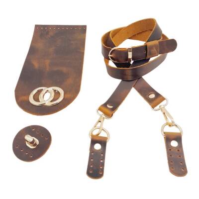 Angel Çanta Aksesuar Crazy Oil Hardal Sarı Gerçek Deri Dual Model Çanta Seti Light Gold Metalli - 3