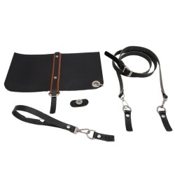 Angel Çanta Aksesuar Gerçek Deri Ayarlı Saplı Abiye Cluch Çanta Seti Siyah Renk Gümüş Metalli - 2