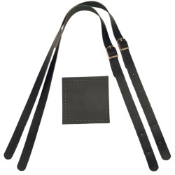 Angel Çanta Aksesuar Gerçek Deri Cepli Ayarlanabilir Çift Saplı Çanta Seti Siyah Renk Light Gold Metalli - 2