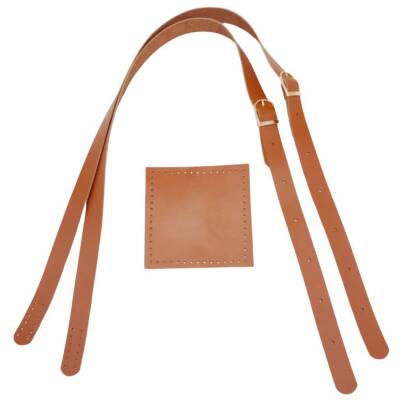 Angel Çanta Aksesuar Gerçek Deri Cepli Ayarlanabilir Çift Saplı Çanta Seti Taba Renk Light Gold Metalli - 2