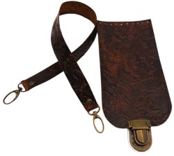 Angel Çanta Aksesuar Gerçek Deri Çiçek Desenli Kapak ve Sap Seti Antik Metalli - Angel Çanta Aksesuar