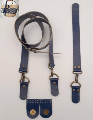 Angel Çanta Aksesuar Gerçek Deri Foryouu Model Çanta Deri Seti Lacivert Renk Antik Metalli - 1