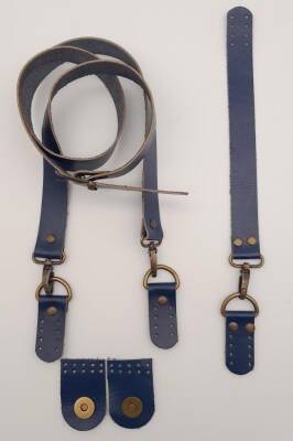 Angel Çanta Aksesuar Gerçek Deri Foryouu Model Çanta Deri Seti Lacivert Renk Antik Metalli - 2