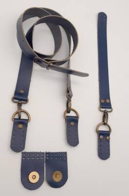 Angel Çanta Aksesuar Gerçek Deri Foryouu Model Çanta Deri Seti Lacivert Renk Antik Metalli - 5