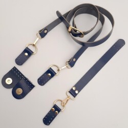 Angel Çanta Aksesuar Gerçek Deri Foryouu Model Çanta Deri Seti Lacivert Renk Light Gold Metalli - 4