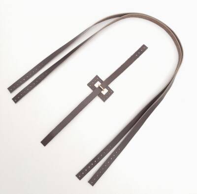 Angel Çanta Aksesuar Gerçek Deri Köprü Kilitli Çanta Seti Koyu Kahverengi Light Gold Metalli - 3