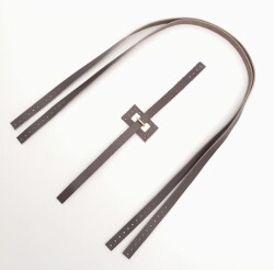 Angel Çanta Aksesuar Gerçek Deri Köprü Kilitli Çanta Seti Koyu Kahverengi Light Gold Metalli - 3