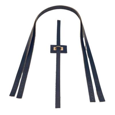 Angel Çanta Aksesuar Gerçek Deri Köprü Kilitli Çanta Seti Lacivert Renk Light Gold Metalli - 3