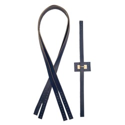 Angel Çanta Aksesuar Gerçek Deri Köprü Kilitli Çanta Seti Lacivert Renk Light Gold Metalli - 5