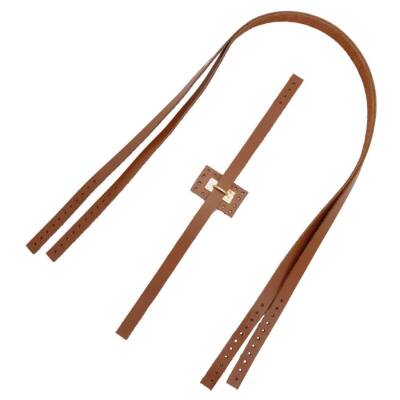 Angel Çanta Aksesuar Gerçek Deri Köprü Kilitli Çanta Seti Sütlü Kahve Renk Light Gold Metalli - 3