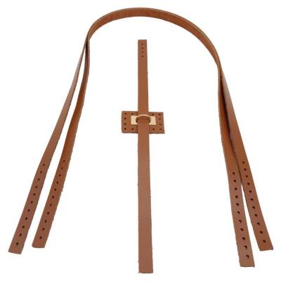 Angel Çanta Aksesuar Gerçek Deri Köprü Kilitli Çanta Seti Sütlü Kahve Renk Light Gold Metalli - 4