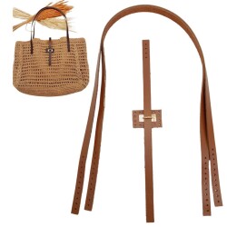 Angel Çanta Aksesuar Gerçek Deri Köprü Kilitli Çanta Seti Sütlü Kahve Renk Light Gold Metalli - 1