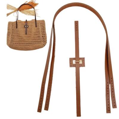 Angel Çanta Aksesuar Gerçek Deri Köprü Kilitli Çanta Seti Sütlü Kahve Renk Light Gold Metalli - 1