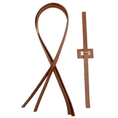 Angel Çanta Aksesuar Gerçek Deri Köprü Kilitli Çanta Seti Sütlü Kahve Renk Light Gold Metalli - 5