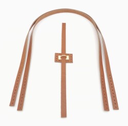 Angel Çanta Aksesuar Gerçek Deri Köprü Kilitli Çanta Seti Taba Renk Light Gold Metalli - 4