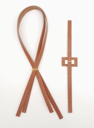 Angel Çanta Aksesuar Gerçek Deri Köprü Kilitli Çanta Seti Taba Renk Light Gold Metalli - 5