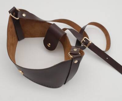 Angel Çanta Aksesuar Kahverengi Suni Deri 120x2 cm Çanta Saplı Deri Seti Light Gold Metalli - 3