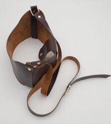 Angel Çanta Aksesuar Kahverengi Suni Deri 120x2 cm Çanta Saplı Deri Seti Light Gold Metalli - 5