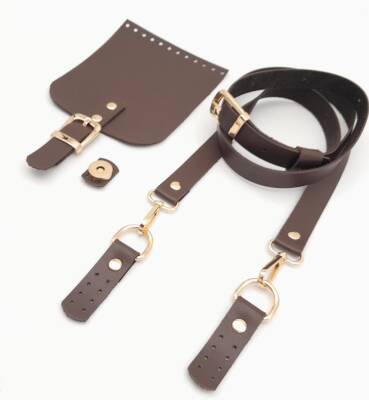 Angel Çanta Aksesuar Kahverengi Tek Kat Suni Deri 130x2 cm Ayarlı Saplı Çanta Seti Light Gold Metalli - 3