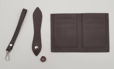 Angel Çanta Aksesuar Kartlıklı Cüzdan İçi Deri Seti Koyu Kahverengi Gümüş Metalli - 1