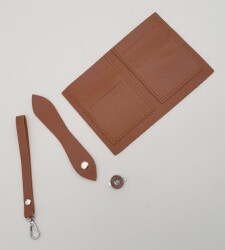 Angel Çanta Aksesuar Kartlıklı Cüzdan İçi Deri Seti Taba Renk Gümüş Metalli - 3