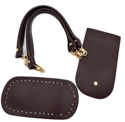 Angel Çanta Aksesuar Koyu Kahve Kulpluklu Sap, Taban, Kapak Seti - Angel Çanta Aksesuar