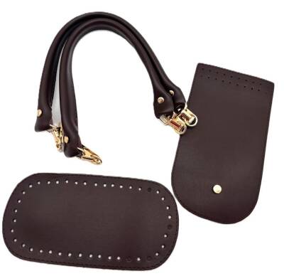Angel Çanta Aksesuar Koyu Kahve Kulpluklu Sap, Taban, Kapak Seti - 1