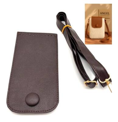 Angel Çanta Aksesuar Koyu Kahve Renk Button Model Çanta Yapım Seti Light Gold Metalli - 1