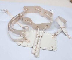 Angel Çanta Aksesuar Krem Renk Torba Çanta Seti - Angel Çanta Aksesuar