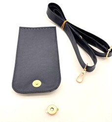 Angel Çanta Aksesuar Lacivert Renk Button Model Çanta Yapım Seti Light Gold Metalli - 3