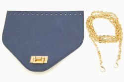 Angel Çanta Aksesuar Lacivert Renk Nubuk Süet 22.5x17 cm Kapaklı 120 cm Zincirli Çanta Seti - Angel Çanta Aksesuar