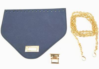 Angel Çanta Aksesuar Lacivert Renk Nubuk Süet 22.5x17 cm Kapaklı 120 cm Zincirli Çanta Seti - 2