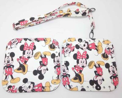 Angel Çanta Aksesuar Miki Mouse Desenli 2 Kare Plaka Ayarlamalı Sap Çanta Seti - 1