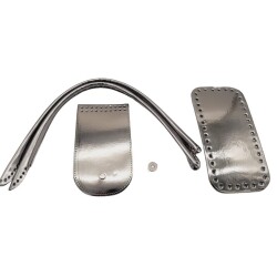 Angel Çanta Aksesuar Pelikan Çanta Saplı Parlak Rugan Deri Çanta Seti Koyu Gri Renk - 1